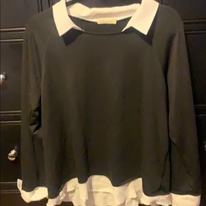 Black lightweight shirt with white collar